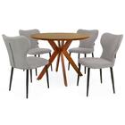 Conjunto Mesa De Jantar Redonda Marci Premium 100cm Natural C