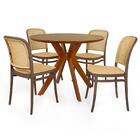Conjunto Mesa De Jantar Redonda Marci Premium 100cm Natural C