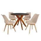 Conjunto Mesa De Jantar Redonda Marci Premium 100cm Preta Com
