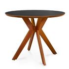 Conjunto Mesa De Jantar Redonda Marci Premium 100cm Preta Com