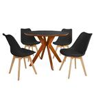 Conjunto Mesa De Jantar Redonda Marci Premium 100cm Preta Com
