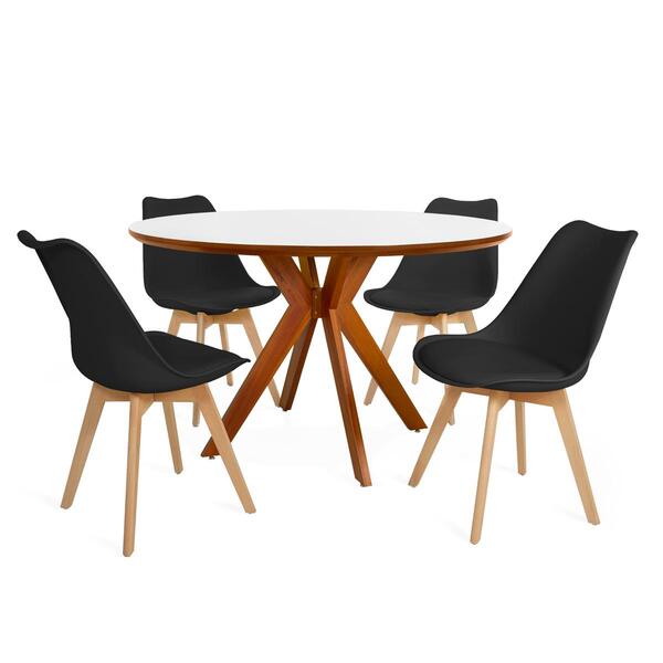Conjunto Mesa De Jantar Redonda Marci Premium 120cm Branca Co