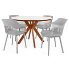 Conjunto Mesa De Jantar Redonda Marci Premium 120cm Branca Co