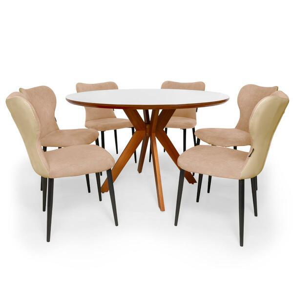 Conjunto Mesa De Jantar Redonda Marci Premium 120cm Branca Co