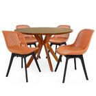 Conjunto Mesa De Jantar Redonda Marci Premium 120cm Natural C