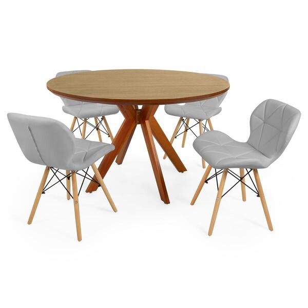 Conjunto Mesa De Jantar Redonda Marci Premium 120cm Natural C