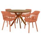 Conjunto Mesa De Jantar Redonda Marci Premium 120cm Natural C