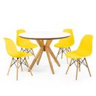 Conjunto Mesa De Jantar Redonda Marci Premium Branca 100cm Co