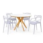 Conjunto Mesa De Jantar Redonda Marci Premium Branca 120cm Co