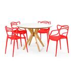 Conjunto Mesa De Jantar Redonda Marci Premium Branca 120cm Co