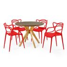Conjunto Mesa De Jantar Redonda Marci Premium Natural 100cm C