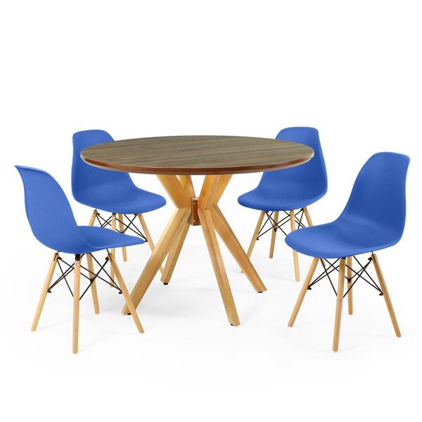 Conjunto Mesa De Jantar Redonda Marci Premium Natural 100cm C