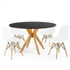 Conjunto Mesa De Jantar Redonda Marci Preta 120cm Com 4 Cadei