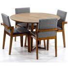 Conjunto Mesa De Jantar Redonda Natural Lara Premium 120cm Co