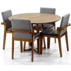 Conjunto Mesa De Jantar Redonda Natural Lara Premium 120cm Co