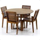Conjunto Mesa De Jantar Redonda Natural Lara Premium 120cm Co
