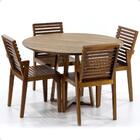 Conjunto Mesa De Jantar Redonda Natural Lara Premium 120cm Co