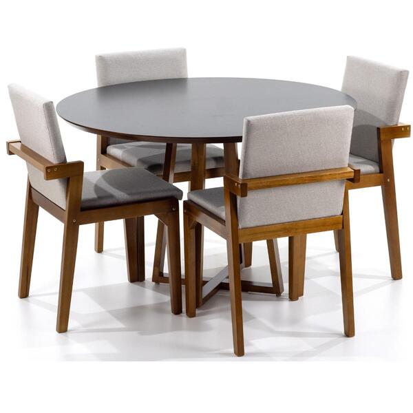 Conjunto Mesa De Jantar Redonda Preta Lara Premium 120cm Com