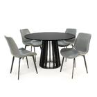 Conjunto Mesa De Jantar Redonda Preta Talia 120cm Com 4 Cadei