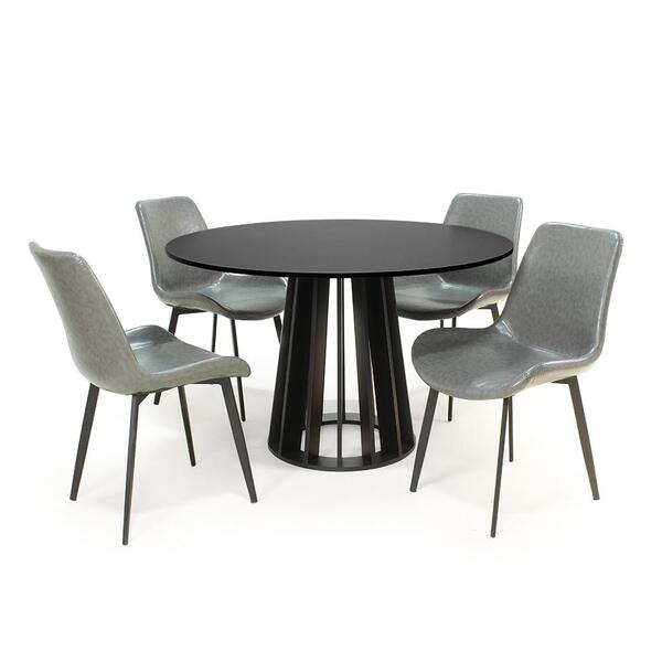 Conjunto Mesa De Jantar Redonda Preta Talia 120cm Com 4 Cadei