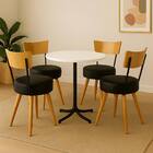 Conjunto Mesa De Jantar Redonda Preta Tampo Branco Com 4 Cade