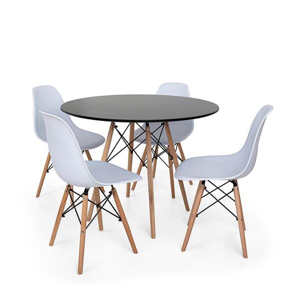 Conjunto Mesa De Jantar Redonda Solo Preta 120cm Com 4 Cadeir