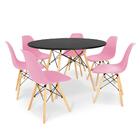 Conjunto Mesa De Jantar Redonda Solo Preta 120cm Com 6 Cadeir