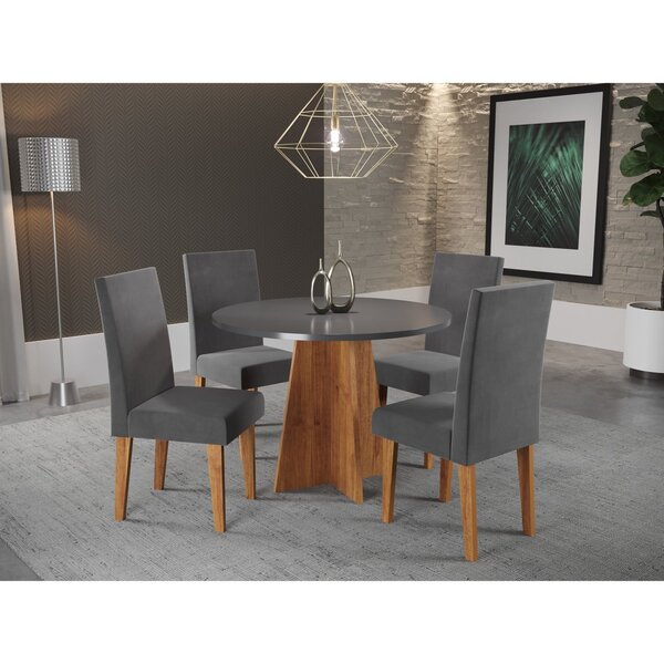Conjunto Mesa De Jantar Redonda Spirit Com 4 Cadeiras Mel/cin