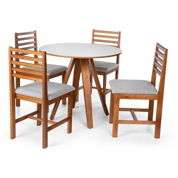 Conjunto Mesa De Jantar Redonda Tai 90cm Com Cadeiras Luna Es