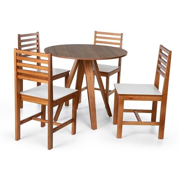 Conjunto Mesa De Jantar Redonda Tai 90cm E Cadeiras Luna Asse