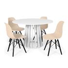 Conjunto Mesa De Jantar Redonda Talia 120cm Branca Com 4 Cade