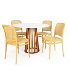 Conjunto Mesa De Jantar Redonda Talia Amadeirada Branca 100cm