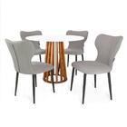 Conjunto Mesa De Jantar Redonda Talia Amadeirada Branca 100cm