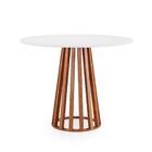 Conjunto Mesa De Jantar Redonda Talia Amadeirada Branca 100cm