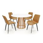 Conjunto Mesa De Jantar Redonda Talia Amadeirada Branca 120cm