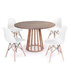 Conjunto Mesa De Jantar Redonda Talia Amadeirada Natural 120c