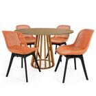 Conjunto Mesa De Jantar Redonda Talia Amadeirada Natural 120c
