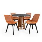 Conjunto Mesa De Jantar Redonda Talia Amadeirada Preta 100cm