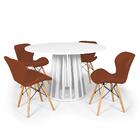 Conjunto Mesa De Jantar Redonda Talia Branca 120cm Com 4 Cade