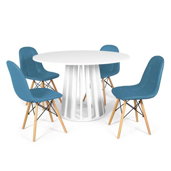 Conjunto Mesa De Jantar Redonda Talia Branca 120cm Com 4 Cade