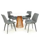 Conjunto Mesa De Jantar Redonda Talia Branca Amadeirada 100cm