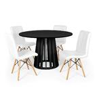 Conjunto Mesa De Jantar Redonda Talia Preta 120cm Com 4 Cadei