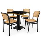 Conjunto Mesa De Jantar Redonda Venezia 70x70cm Preta Com 4 C