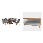 Conjunto Mesa De Jantar Retangular 200x90 Pipa Com 8 Cadeiras
