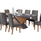 Conjunto Mesa De Jantar Retangular Eleganza 200x90cm Com Vidr