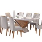 Conjunto Mesa De Jantar Retangular Eleganza 200x90cm Com Vidr