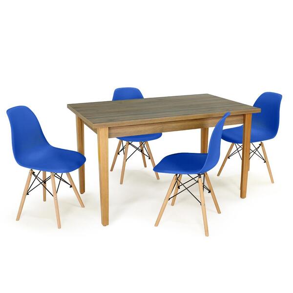 Conjunto Mesa De Jantar Retangular Luiza 135cm Natural Com 4