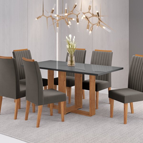 Conjunto Mesa De Jantar Retangular Viel 160x80cm Com Vidro E