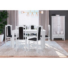 Conjunto Mesa De Jantar Retrô 6 Cadeiras 1 Cristaleira Móveis