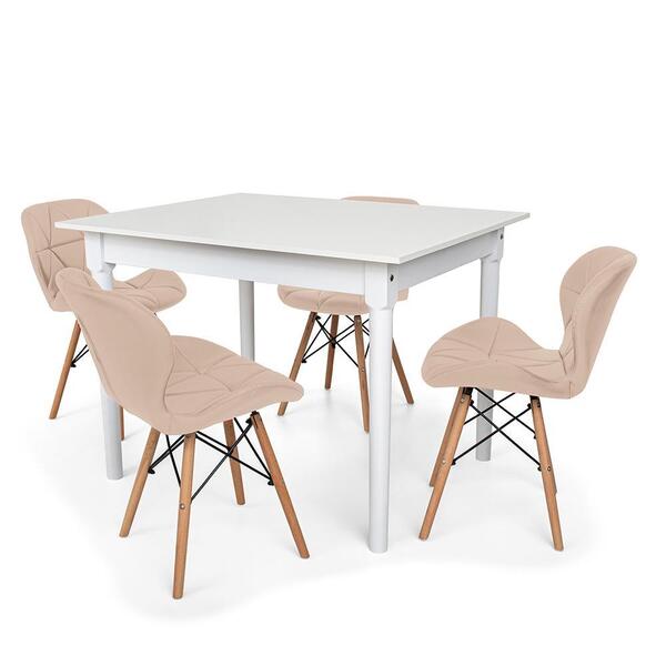 Conjunto Mesa De Jantar Robust 110x90 Branca Com 4 Cadeiras E